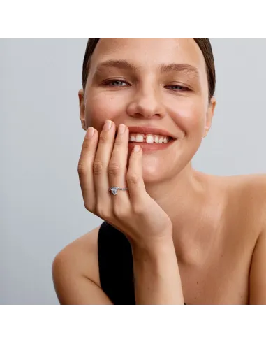 PANDORA | Bølget Pavéhjerte Ring