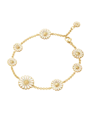 GEORG JENSEN | Daisy Armbånd Forgyldt Sølv m. hvid emalje