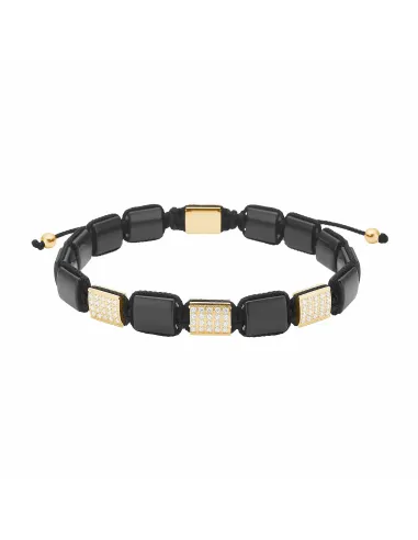 SON OF NOA | SON armbånd black agate / cz og IP gold