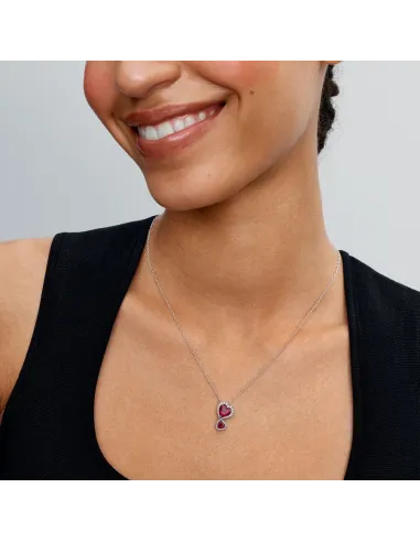 PANDORA | Rød Halo Hjerter Halskæde med vedhæng