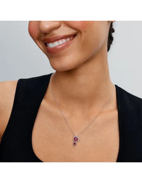 PANDORA | Rød Halo Hjerter Halskæde med vedhæng PANDORA | Rød Halo Hjerter Halskæde med vedhæng