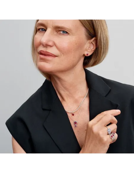 PANDORA | Rød Halo Hjerter Halskæde med vedhæng PANDORA | Rød Halo Hjerter Halskæde med vedhæng