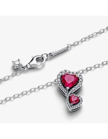 PANDORA | Rød Halo Hjerter Halskæde med vedhæng PANDORA | Rød Halo Hjerter Halskæde med vedhæng