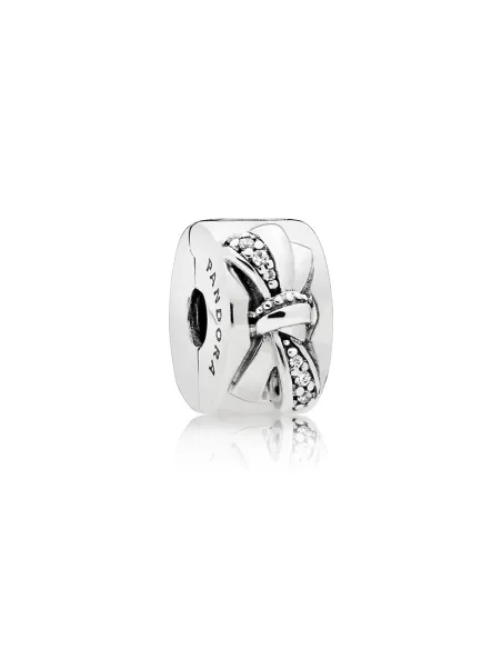 PANDORA | Sløjfe sølv klemmeled med klar cubic zirconia PANDORA | Sløjfe sølv klemmeled med klar cubic zirconia