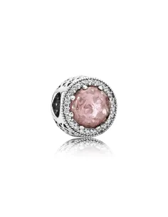 PANDORA | Abstrakt sølv charm med blush pink krystal og klare cubic zirconia