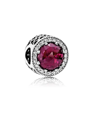 PANDORA | Abstrakt sølv charme med cerise krystal og klare cubic zirconia