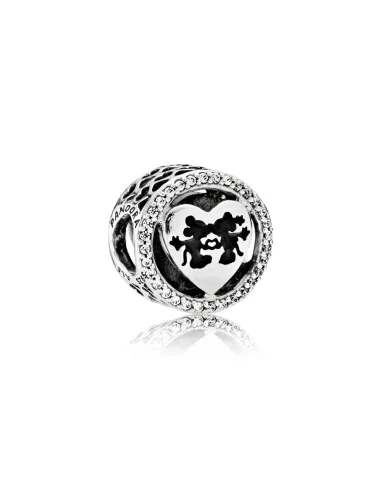 PANDORA | Disney Mickey & Minnie sølv charme med klar cubic zirconia og sort emalje