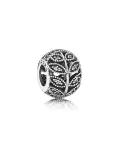 PANDORA | Gennembrudte blade sølv charme med cubic zirconia