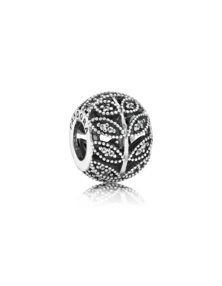 PANDORA | Gennembrudte blade sølv charme med cubic zirconia PANDORA | Gennembrudte blade sølv charme med cubic zirconia