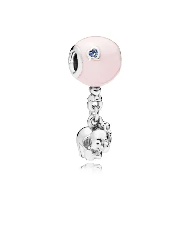 PANDORA | Ballon og elefant sølv charme med pink emalje og royal lilla krystal