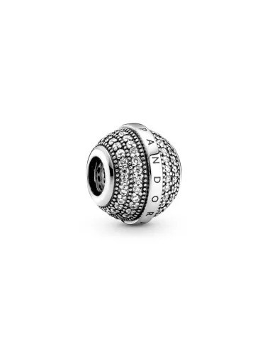 PANDORA | Pandora logo sterling sølv charme med klare cubic zirconia