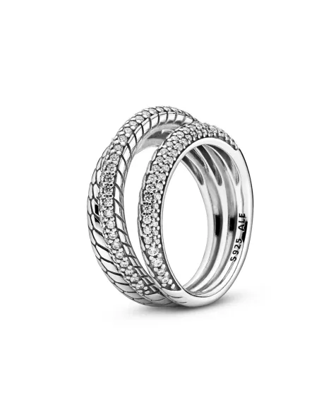 PANDORA | Slangekædemønster sterling sølv ring med klare cubic zirconia PANDORA | Slangekædemønster sterling sølv ring med klare cubic zirconia