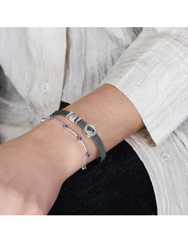 Funklende Krydsende Stjerne Charm – Sterlingsølv og 14 kt. guldbelægning med pavé