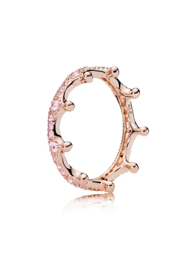 PANDORA | Krone 14 karat rosa forgyldt ring med orkidérosa og blush pink krystal
