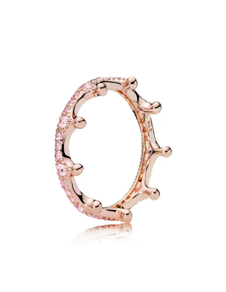 PANDORA | Krone 14 karat rosa forgyldt ring med orkidérosa og blush pink krystal PANDORA | Krone 14 karat rosa forgyldt ring med orkidérosa og blush pink krystal