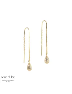 Ørestikker med 3 mm. hvide ferskvandsperler i bezel fatning.