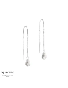 Ørestikker med 3 mm. hvide ferskvandsperler i bezel fatning.