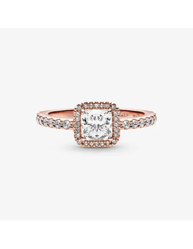 PANDORA | Kvadratisk Funklende Halo Ring