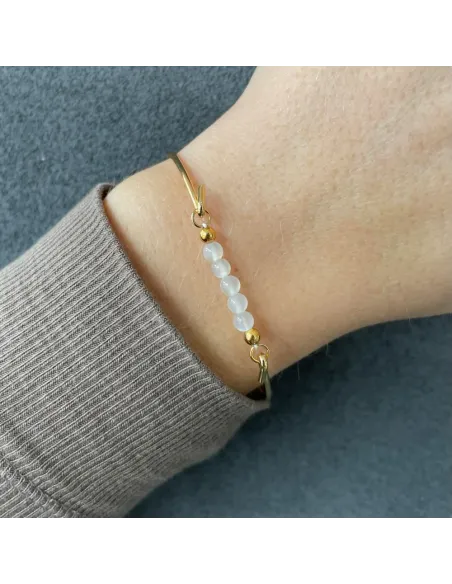 HEIRING | HVID KVARTS TOP TIL ARMRING FORGYLDT