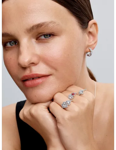 PANDORA | Funklende Halo Hjerter Ring