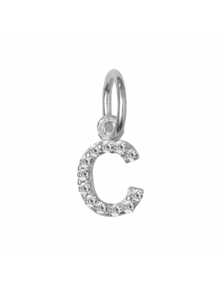 Susanne Friis Bjørner | C bogstav sølv vedhæng med zirkoner