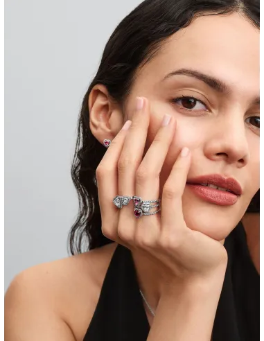 PANDORA | Fremhævet Pink Hjerte Ørestikker