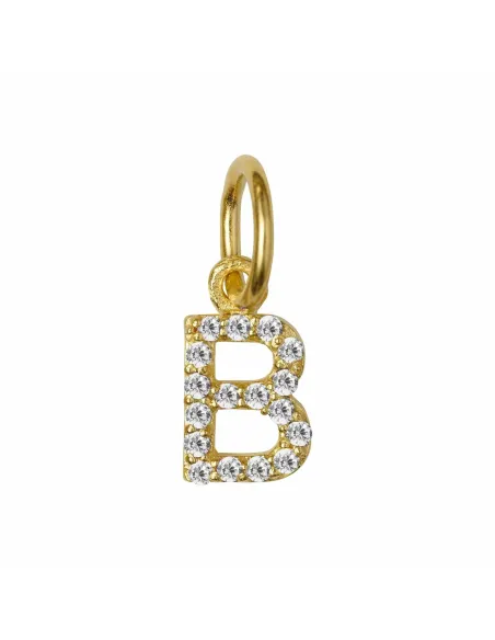 Susanne Friis Bjørner | B bogstav forgyldt sølv vedhæng med zirkoner