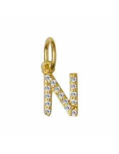 Susanne Friis Bjørner | N bogstav forgyldt sølv vedhæng med zirkoner