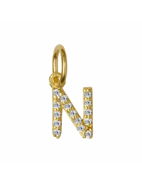 Susanne Friis Bjørner | N bogstav forgyldt sølv vedhæng med zirkoner