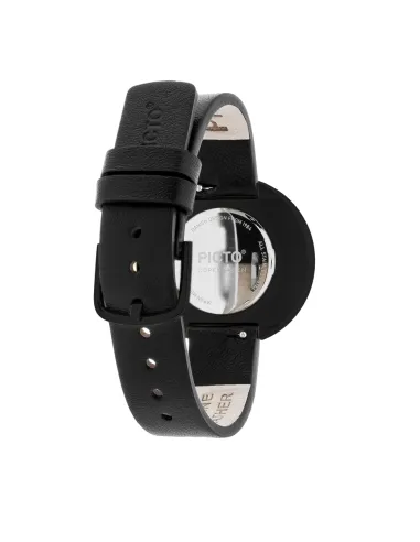 PICTO | 34 mm / sort urskive / sort læderrem