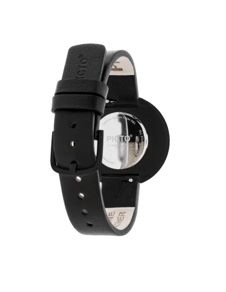 PICTO | 34 mm / sort urskive / sort læderrem