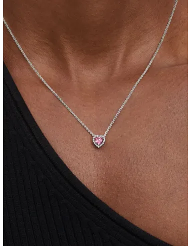 PANDORA | Fremhævet Pink Hjerte Halskæde