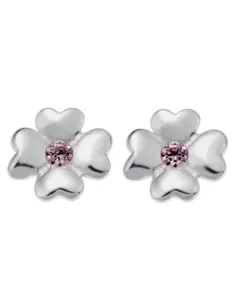 NOA KIDS JEWELLERY | Rhod. sølvørestikker blomst m/lyserød cz