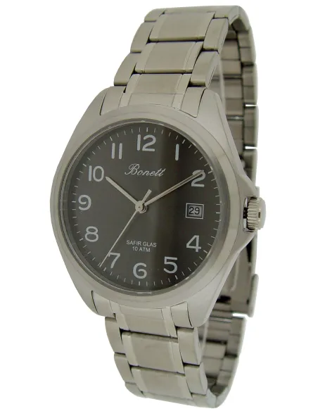 BONETT | HERREUR STÅL DATO/TAL OG SAFIRGLAS Ø36MM