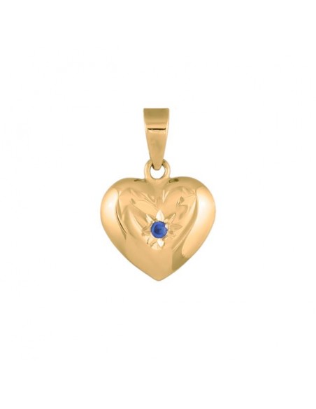 SIERSBØL - 8KT. GULDHJERTE M/SYNT. SAFIR 11MM