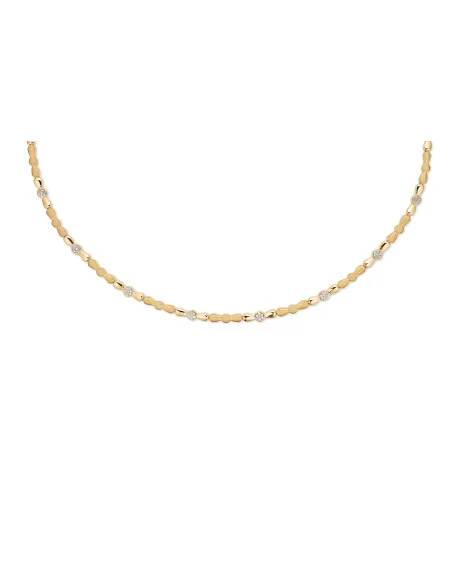 Randers Sølv |  Forgyldt armbånd med cz og led i blank/mat