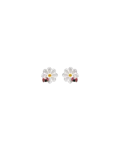 STØVRING DESIGN | Sølv ørestikker hvid blomst med mariehøne