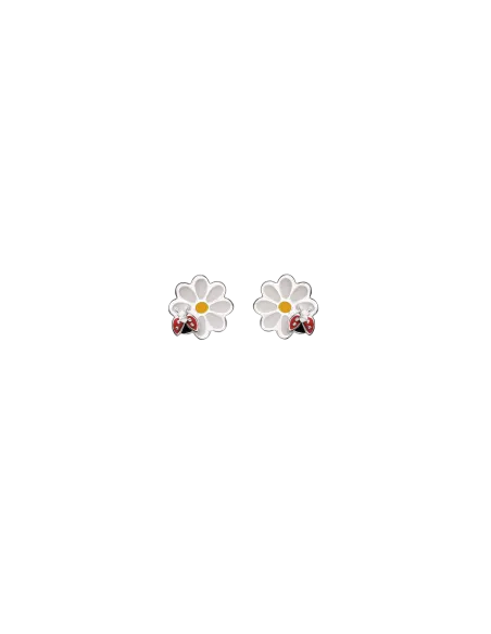 STØVRING DESIGN | Sølv ørestikker hvid blomst med mariehøne