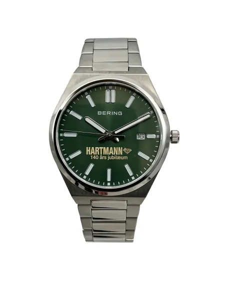 BERING Classic Ur – Poleret sølv, blå urskive.