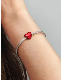 PANDORA | Metallisk Rødt Hjerte Charm Sterlingsølv 2