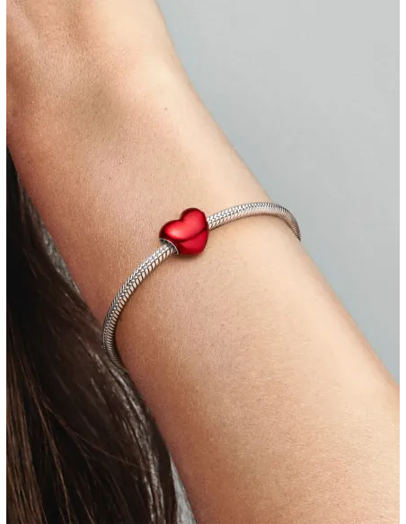 PANDORA | Metallisk Rødt Hjerte Charm Sterlingsølv PANDORA | Metallisk Rødt Hjerte Charm Sterlingsølv