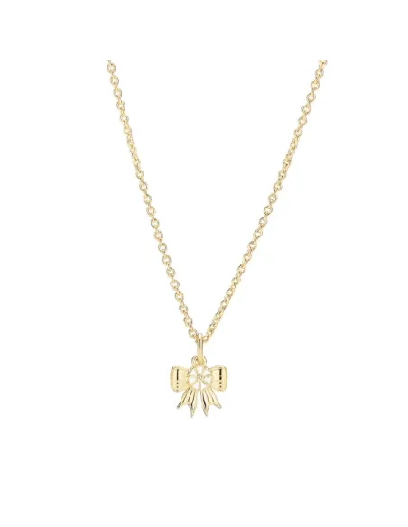 LUND COPENHAGEN | Marguerit collier 1 x 5mm sløjfe 24kt forgyldt hvid emalje 45-48cm 925