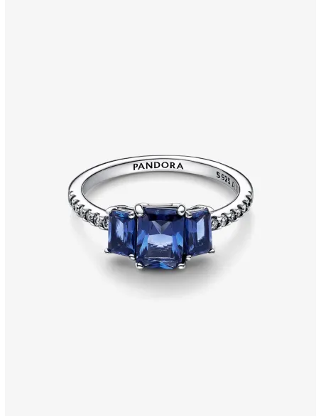 PANDORA | Blå Rektangulære Tre Sten Funklende Ring PANDORA | Blå Rektangulære Tre Sten Funklende Ring