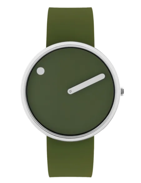 PICTO| 40 mm / frisk olivenfarvet urskive / frisk olivenfarvet silikonebånd