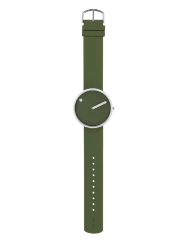 PICTO| 40 mm / frisk olivenfarvet urskive / frisk olivenfarvet silikonebånd