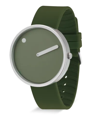 PICTO| 40 mm / frisk olivenfarvet urskive / frisk olivenfarvet silikonebånd