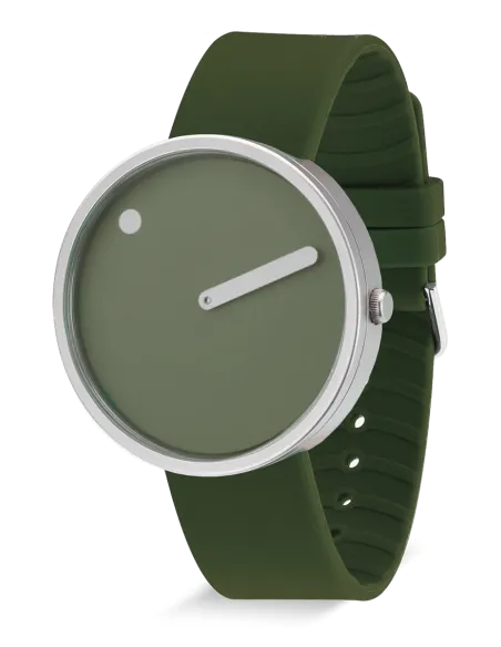PICTO| 40 mm / frisk olivenfarvet urskive / frisk olivenfarvet silikonebånd