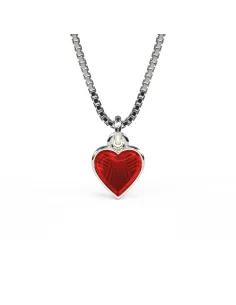 PIA & PER | Halskæde i sølv med rødt hjerte i emalje