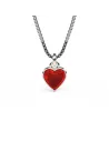 PIA & PER | Halskæde i sølv med rødt hjerte i emalje