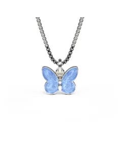 PIA & PER | Halskæde i sølv med blå sommerfugl i emalje